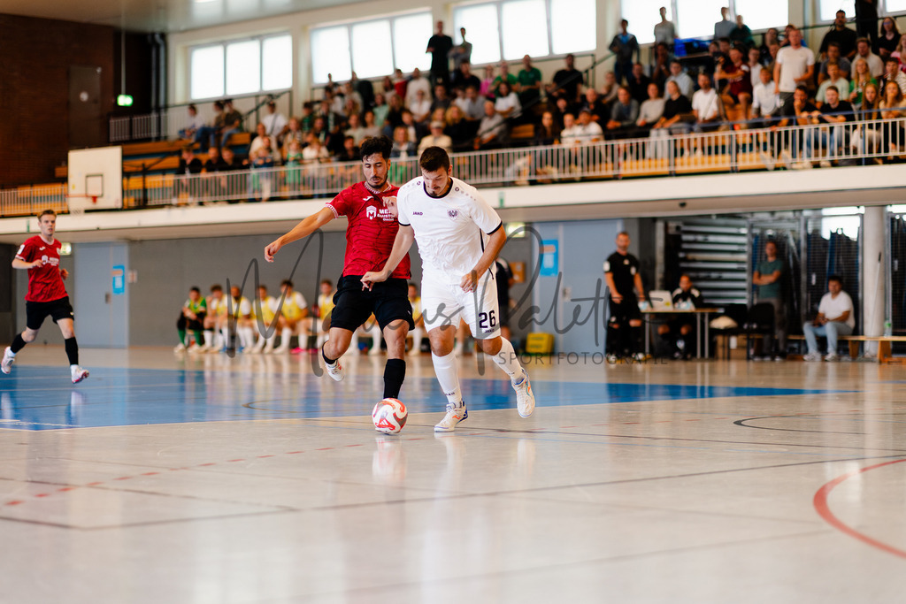Futsal-Bundesliga, Saison 2025/2026, 2. Spieltag: SC Preußen Münster - FC Liria Futsal Berlin | Futsal-Bundesliga, Saison 2025/2026, 2. Spieltag, SC Preußen Münster empfängt FC Liria Berlin in der Universitäts-Sporthalle in Münster. Foto: sportfotografie.ms | Markus Paletta - Realisiert mit Pictrs.com