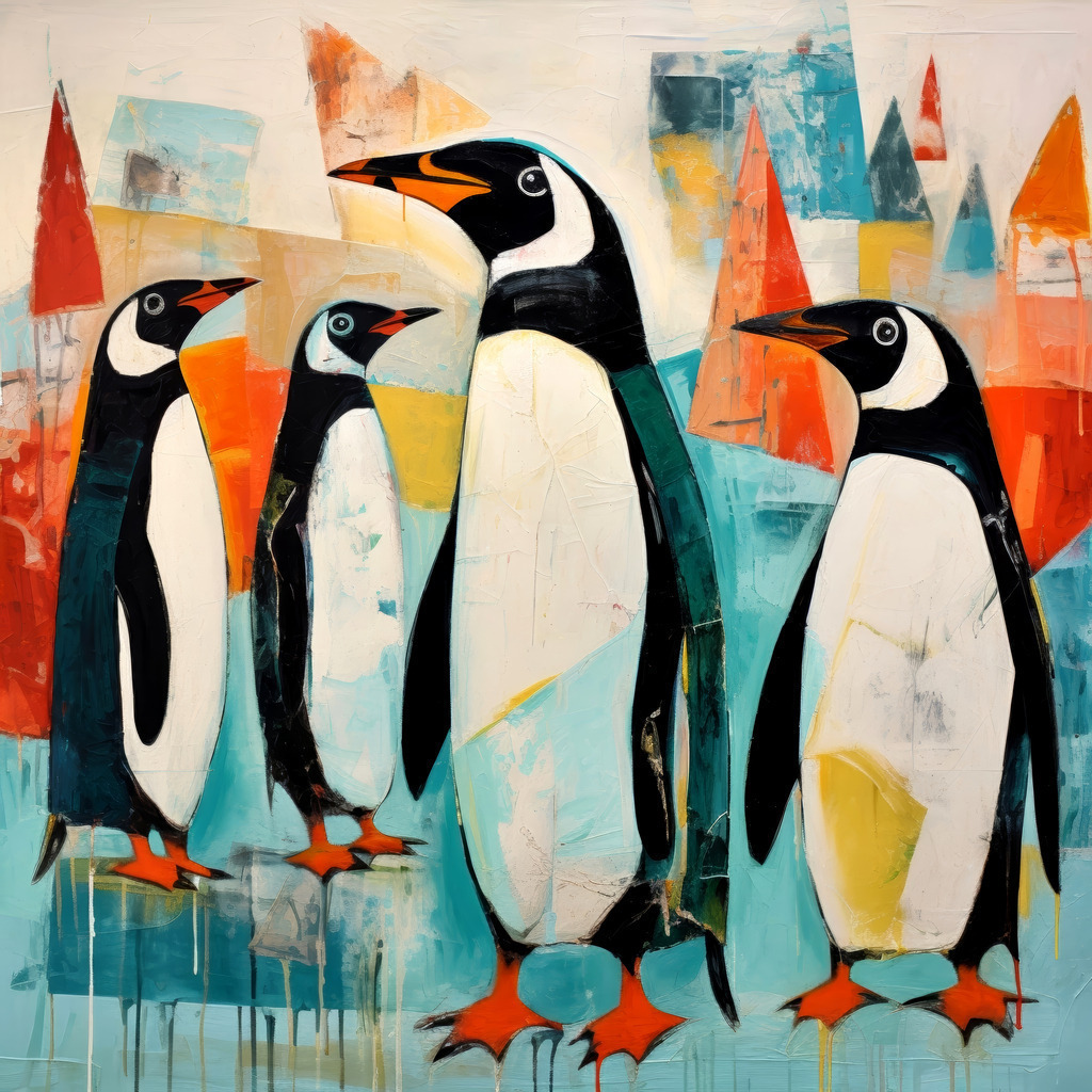 2402039 - Pinguine | Pinguine im Stil eines abstrakten modernen Gemäldes.