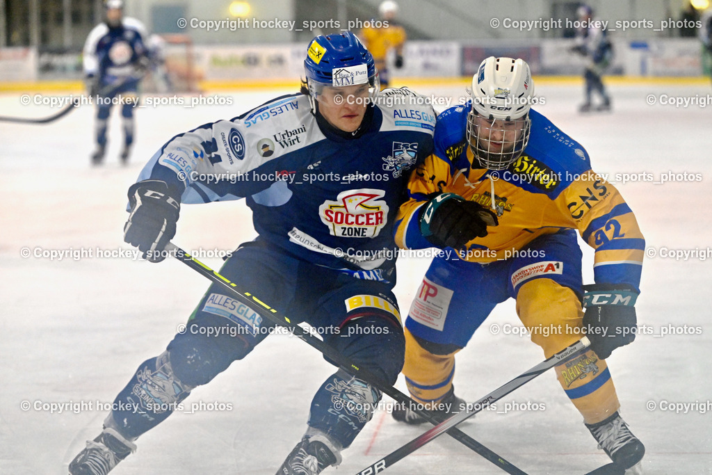ESC SOCCERZONE STEINDORF vs. 1. EHC ALTHOFEN | #91 Kravanja Kristian ESC Steindorf, #92 Jagarinec Jakob 1. EHC Althofen, ESC SOCCERZONE STEINDORF vs. 1. EHC ALTHOFEN, ESC SOCCERZONE STEINDORF vs. 1. EHC ALTHOFEN am 28.02.2025 in Steindorf (Ossiachersee Halle), Austria, (Photo by Bernd Stefan)