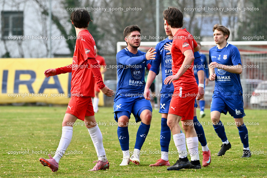 KAC 1909 vs. Union Matrei | #16 Max Martin Dirkes KAC 1909, #31 Jonathan Panzl Union Matrei, #17 Enrico Sebastian Schubert Union Matrei, #4 Patrick Legner KAC 1909, KAC 1909 vs. Union Matrei, KAC 1909 vs. Union Matrei am 21.03.2026 in Klagenfurt (Sportplatz KAC), Austria, (Photo by Bernd Stefan)