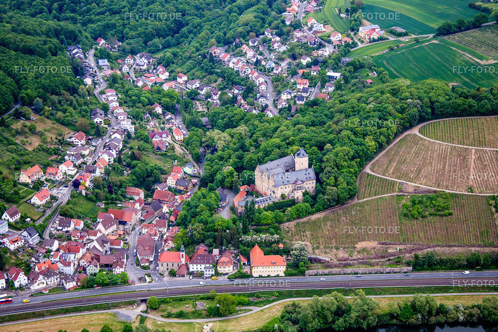 Burganlage des Schloß  Schloss Mainberg | Luftbild: Burganlage des Schloß  Schloss Mainberg im Ortsteil Mainberg in Schonungen im Bundesland Bayern in Deutschland. Foto: IMG_079117.jpg vom 15.05.2015 durch Werner Riehm/FLY-FOTO.de - Realisiert mit Pictrs.com