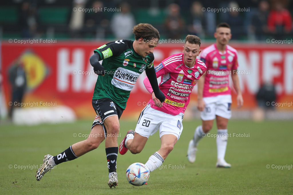 A_LUI_20230212_0019 | SPORT FUSSBALL ADMIRAL BUNDESLIGA SV RIED VS TSV HARTBERG
IM BILD: Luca Kronberger (SV Ried), Manuel Pfeifer (TSV Hartberg)

FOTO:FOTOLUI/UW
