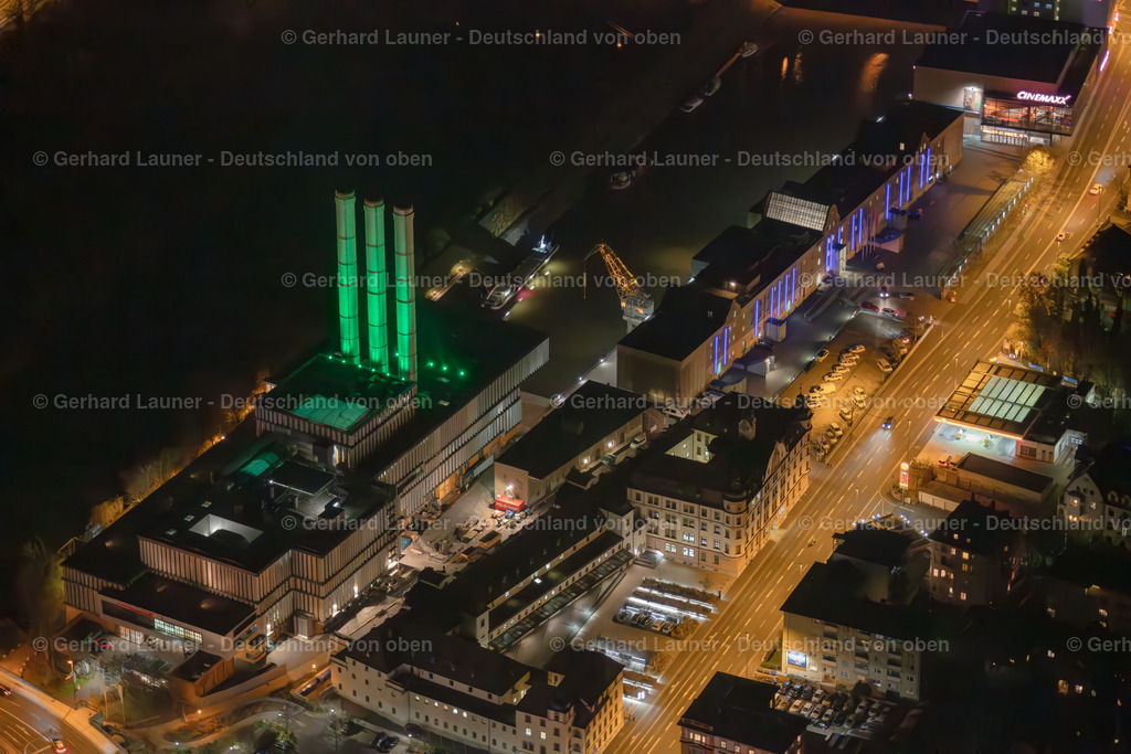 3906205 | Heizkraftwerk und Friedensbrücke bei Nacht 2019