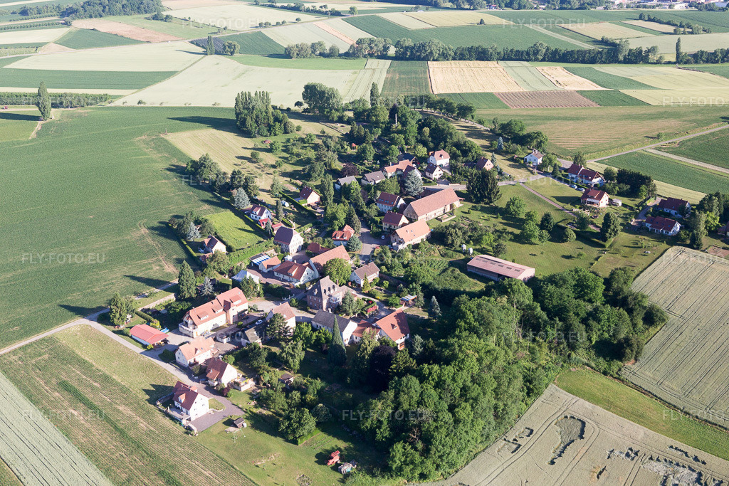 Vue aérienne: Vue de la ville à Steinseltz dans le département Bas Rhin, France. Photo: IMG_100975.jpg prise le 17/06/2017 par Werner Riehm/FLY-FOTO.eu – Résolution de l'original: 5472 x 3648 px