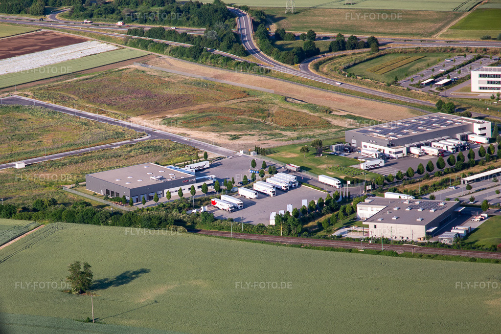 Luftbild: TRANSAC Intern. Speditionsgesellschaft mbH TOP LINE Logistics GmbH & Co. KG13 in Rülzheim im Bundesland Rheinland-Pfalz in Deutschland. – Foto: IMG_136179.jpg vom 07.06.2023 durch Werner Riehm/FLY-FOTO.de – Auflösung des Originals: 4018 x 2679 px – TRANSAC Logistics GmbH