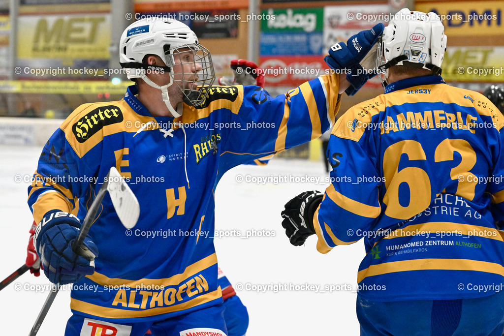 EC Spittal Hornets vs. EHC Althofen 6.1.2024 | Jubel EHC Althofen Mannschaft, #65 Lungkofler Gerald, #63 Hammerle Simon