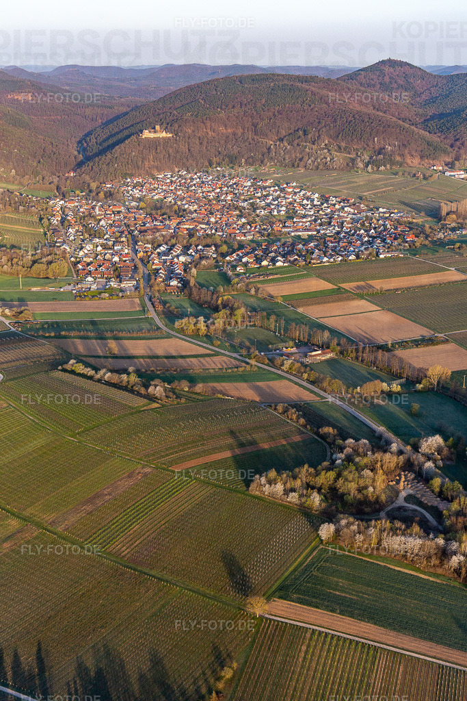 Klingbachtal in der Frühjahrsblüte | Luftbild: Klingbachtal in der Frühjahrsblüte in Klingenmünster im Bundesland Rheinland-Pfalz in Deutschland. Foto: IMG_126213.jpg vom 04.04.2021 durch ©2025 Werner Riehm fly-foto.de/copyright - Realisiert mit Pictrs.com