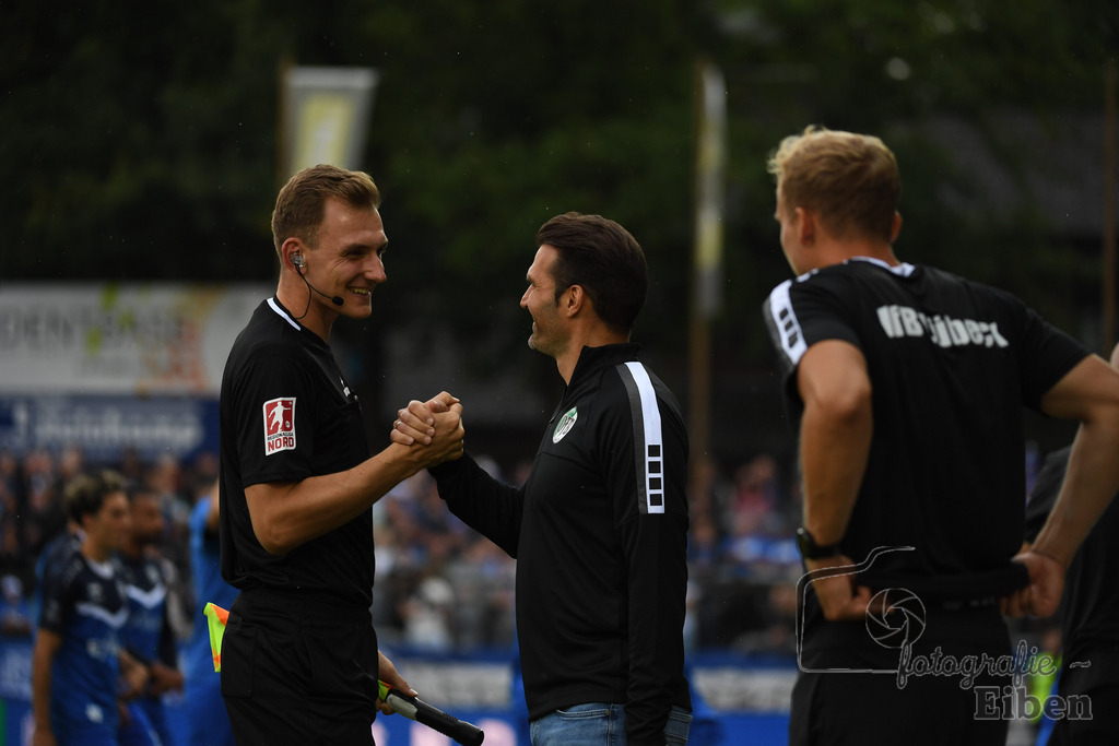 SV Meppen-VfB Lübeck | Herren Regionalliga Nord; SV Meppen (blau)-VfB Lübeck (weiß) am 01.08.2025 in Meppen (Hänsch-Arena), Photo: Philip Eiben 2025 - Realisiert mit Pictrs.com