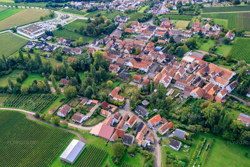 Luftbild: Ortsansicht aus Norden im Ortsteil Appenhofen in Billigheim-Ingenheim im Bundesland Rheinland-Pfalz in Deutschland. Foto: IMG_072722.jpg vom 19.09.2014 durch Werner Riehm/FLY-FOTO.deAuflösung des Originals: 4881 x 3254 px