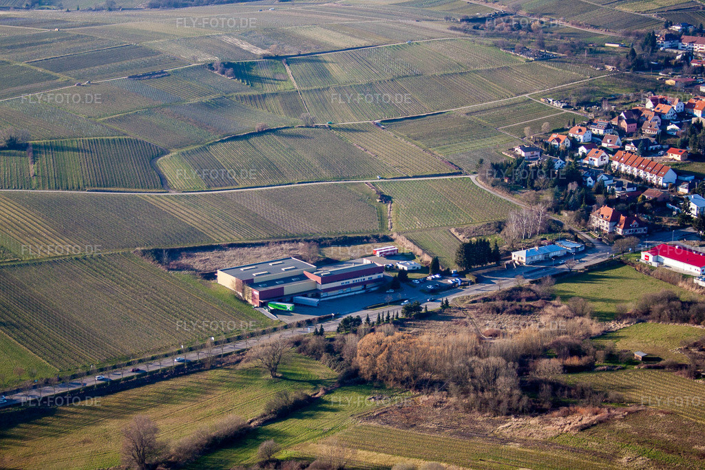 Luftbild: Zollhaus an der Rte de Schweigen im Ortsteil Schweigen in Schweigen-Rechtenbach im Bundesland Rheinland-Pfalz in Deutschland. Foto: IMG_62317.jpg vom 24.02.2014 durch Werner Riehm/FLY-FOTO.de