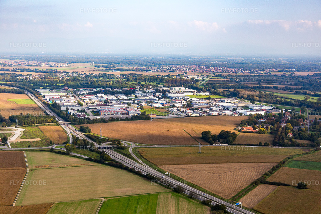 Luftbild: Reichstett, Gewerbegebiet in Hœrdt im Bundesland Bas-Rhin in Frankreich. Foto: IMG_074100.jpg vom 04.10.2014 durch Werner Riehm/FLY-FOTO.de