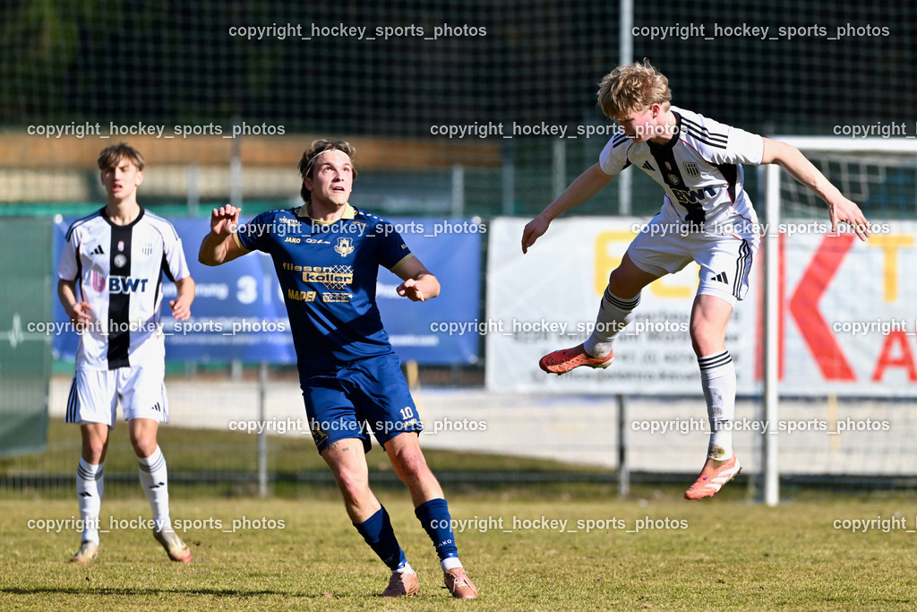 ATUS Velden vs. SPG LASK Amateure OÖ | #14 Jonas Ilk LASK Amateure, #10 Lukas Lausegger ATUS Velden, ATUS Velden vs. SPG LASK Amateure OÖ, ATUS Velden vs. SPG LASK Amateure OÖ am 07.03.2026 in Velden (Wald Arena Velden), Austria, (Photo by Bernd Stefan)
