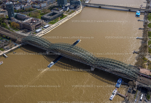Koeln220403467 | Luftbild, Hohenzollernbrücke und Deutzer Brücke, Fluss Rhein, Deutz, Köln, Rheinland, Nordrhein-Westfalen, Deutschland
