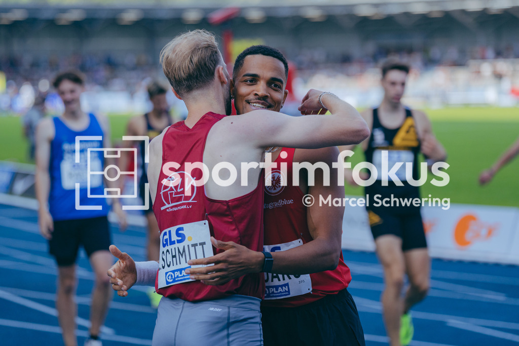 Deutsche Meisterschaften der Frauen und Männer 2026 | Joshua Abuaku, Eintracht Frankfurt e.V., Lasse Schmitt, Königsteiner LV400 Meter Hürden, Halbfinale, Deutsche Meisterschaften der Frauen und Männer 2026, Lohrheidestadion Bochum-Wattenscheid, 25.07.2026. Foto: Marcel Schwering / sportimfokus - Realisiert mit Pictrs.com