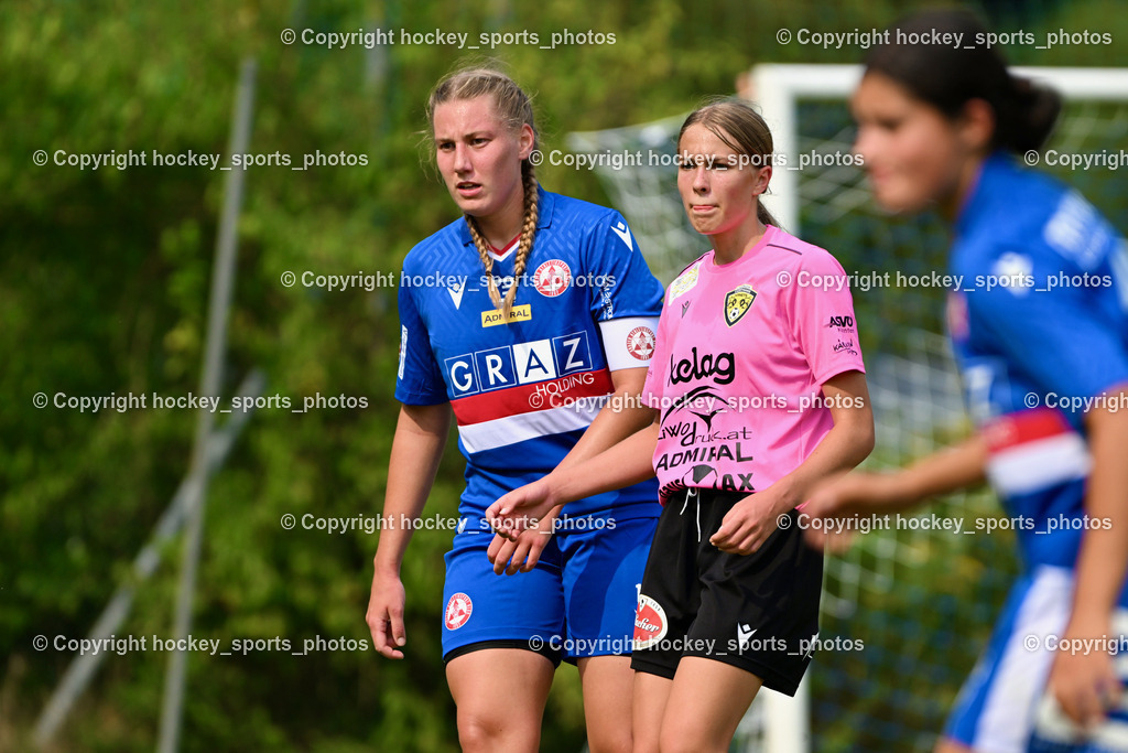 Carinthians Hornets vs. GAK 1902 Frauen | #16 Bettina Baumgartner GAK, #17 Magdalena Sophie Neuman Carinthians Hornets, Carinthians Hornets vs. GAK 1902 Frauen, Carinthians Hornets vs. GAK 1902 Frauen am 01.09.2024 in Sachsenburg (Sportplatz Sachsenburg), Austria, (Photo by Bernd Stefan)