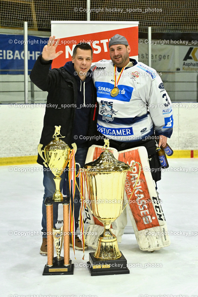 ESC Sparkasse Steindorf Meister 2025/26 | Headcoach ESC Steindorf Mayer Michael, #31 Schmarl Markus ESC Steindorf, ESC Sparkasse Steindorf Meister 2025/26, ESC Sparkasse Steindorf Meister 2025/26 am 08.03.2026 in Althofen (Stadthalle Althofen), Austria, (Photo by Bernd Stefan)