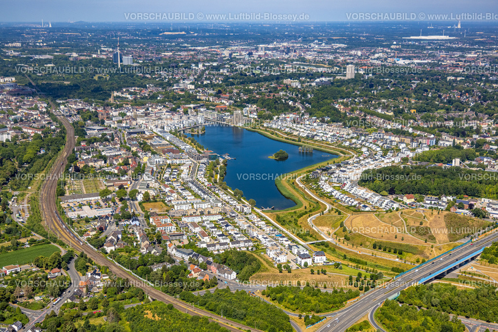 Dortmund220705030 | Luftbild, Phoenix-See, Wohnhäuser um den See, Hörde, Dortmund, Ruhrgebiet, Nordrhein-Westfalen, Deutschland