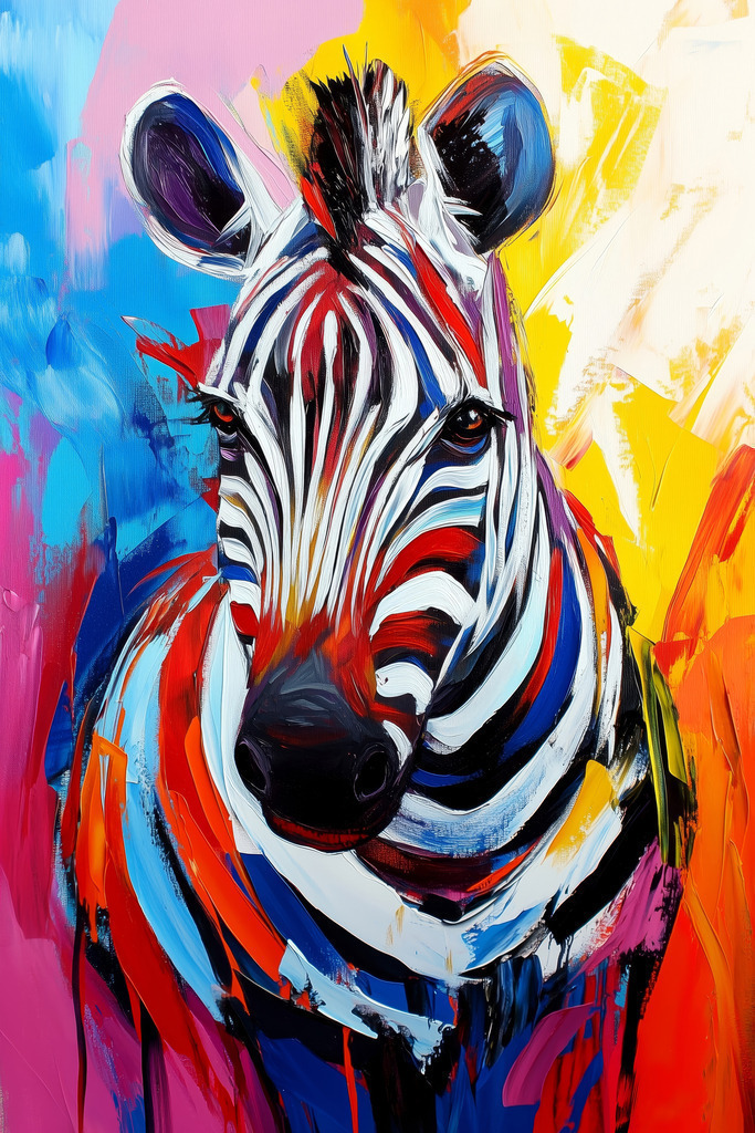 2503002 - Zebra Gemälde | Bestellen Sie dieses Motiv als hochwertigen Kunstdruck auf Leinwand, hinter Acrylglas, auf Alu-Dibond und in anderen Ausführungen. 