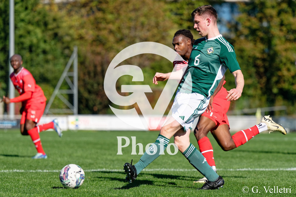 UEFA Region's Cup - NI Western Region v Vaud | Ruairi Boorman (6 NI Western Region) pass the ball during the UEFA Region's Cup game between NI Western Region and Vaud at Centre Sportif de Colovray in Nyon, Switzerland 