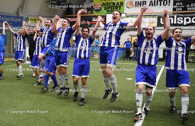 Hallenfussball; Stadtteilpokal Horb 2017/2018 | Hallenfussball; Stadtpokal Horb 2017/2018   04.01.201836. Turnier Ausrichter SV DiessenFINALESG Ahldorf / Muehlen - SG Dettlingen / Bittelbronn /DiessenJUBEL SG A /M; Thomas Mueller, Tobias Schmollinger (Mitte re) und  Matchwinner Pascal Trick (mitte li.) erzielte das Tor zum 1-0 Sieg FOTO: Pressefoto ULMER/Markus UlmerxxNOxMODELxRELEASExx