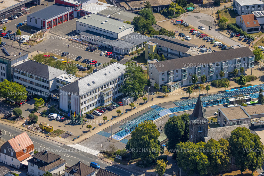 Sprockhoevel220808258 | Luftbild, Rathaus Sprockhövel, Busbahnhof, Haßlinghausen, Sprockhövel, Ruhrgebiet, Nordrhein-Westfalen, Deutschland