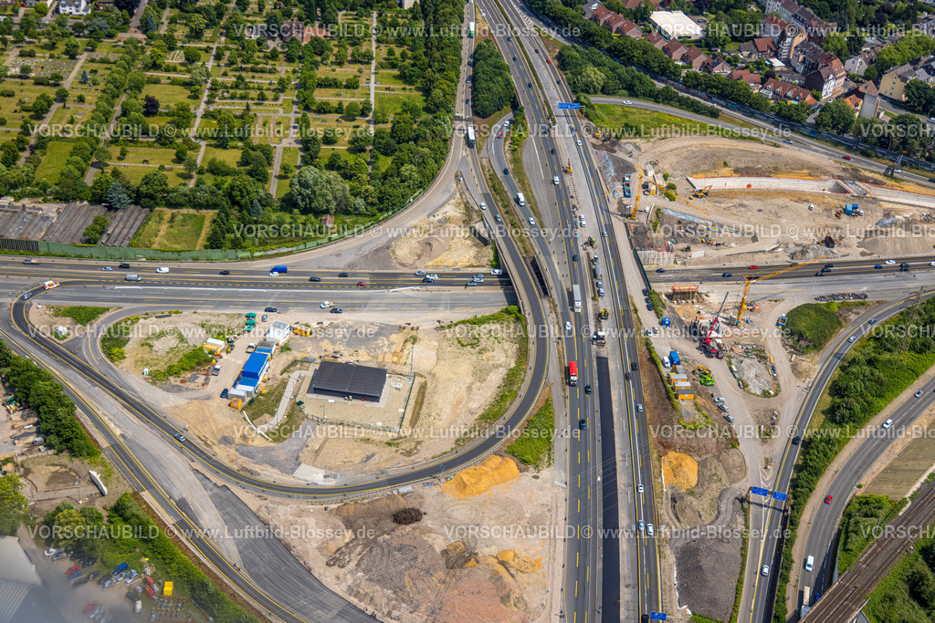 Herne250601571 | Luftbild, Großbaustelle Autobahnkreuz Herne mit Tunnelbau, Autobahn A43 und Autobahn A42, Baukau-West, Herne, Ruhrgebiet, Nordrhein-Westfalen, Deutschland