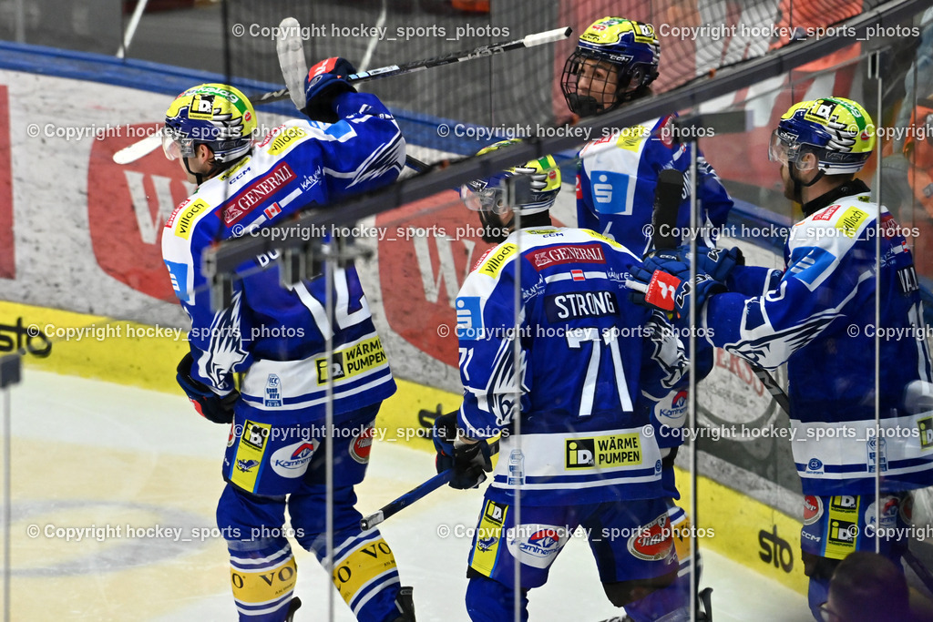 EC IDM WÄRMEPUMPEN VSV vs. MOSER MEDICAL GRAZ99ERS | Jubel EC VSV, #71 Steven Strong EC VSV, #10 Thomas Vallant EC VSV, #46 Paul Sintschnig EC VSV, #12 Brett Budgell EC VSV, EC IDM WÄRMEPUMPEN VSV vs. MOSER MEDICAL GRAZ99ERS, EC IDM WÄRMEPUMPEN VSV vs. MOSER MEDICAL GRAZ99ERS am 17.03.2026 in Villach (Stadthalle Villach), Austria, (Photo by Bernd Stefan)