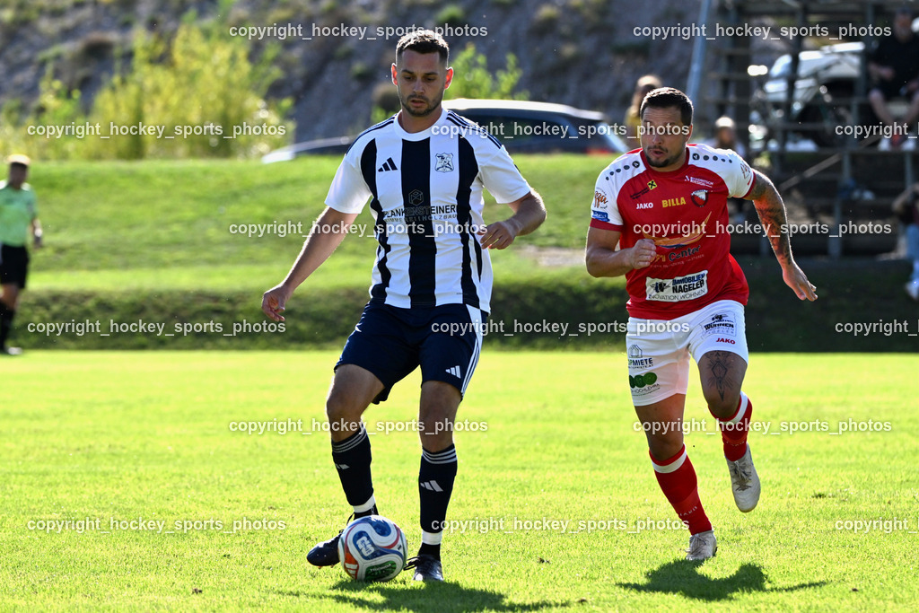 ATUS Nötsch vs. FC Dölsach | #24 Pascal Obergantschnig FC Dölsach, #91 Christian Lussnig ATUS Nötsch, ATUS Nötsch vs. FC Dölsach, ATUS Nötsch vs. FC Dölsach am 23.08.2026 in Nötsch (Sportplatz Nötsch), Austria, (Photo by Bernd Stefan)
