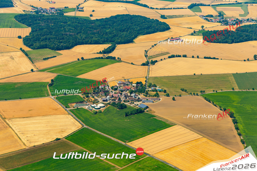 Aktuelles Luftbild von Gemmhagen Schrozberg - Die Luftaufnahme wurde 2022 mittels UL-Flugzeug erstellt ( keine Drohne ) - hochauflösende Kamera-Systeme von  Canon -Beste Qualität - Für grossformatige Ausdrucke geeignet. Die Geschenkidee !