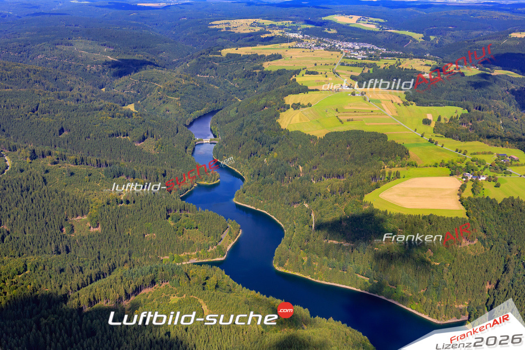 Die Luftaufnahme Mauthaustalsperre - Nordhalben wurde 2017 mittels Flugzeug (keine Drohne) erstellt. Perfekte Schärfe und Druck- Auflösung- Garantiert!