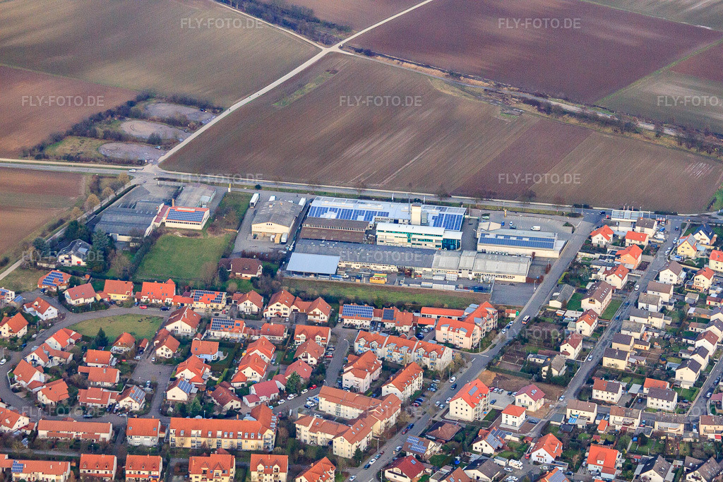 Luftbild: Löffel Fenster + Fassaden GmbH & Co.KG in Herxheim bei Landau im Bundesland Rheinland-Pfalz in Deutschland. Foto: IMG_61834.jpg vom 18.01.2014 durch Werner Riehm/FLY-FOTO.deLöffelfenster