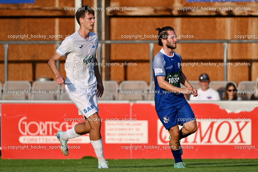SAK vs. SV Dellach Gail | #11 Luka Jerin SAK, #23 Maximilian Wastian SV Dellach Gail, SAK vs. SV Dellach Gail, SAK vs. SV Dellach Gail am 14.08.2025 in Klagenfurt (Sportpark Welzenegg), Austria, (Photo by Bernd Stefan)