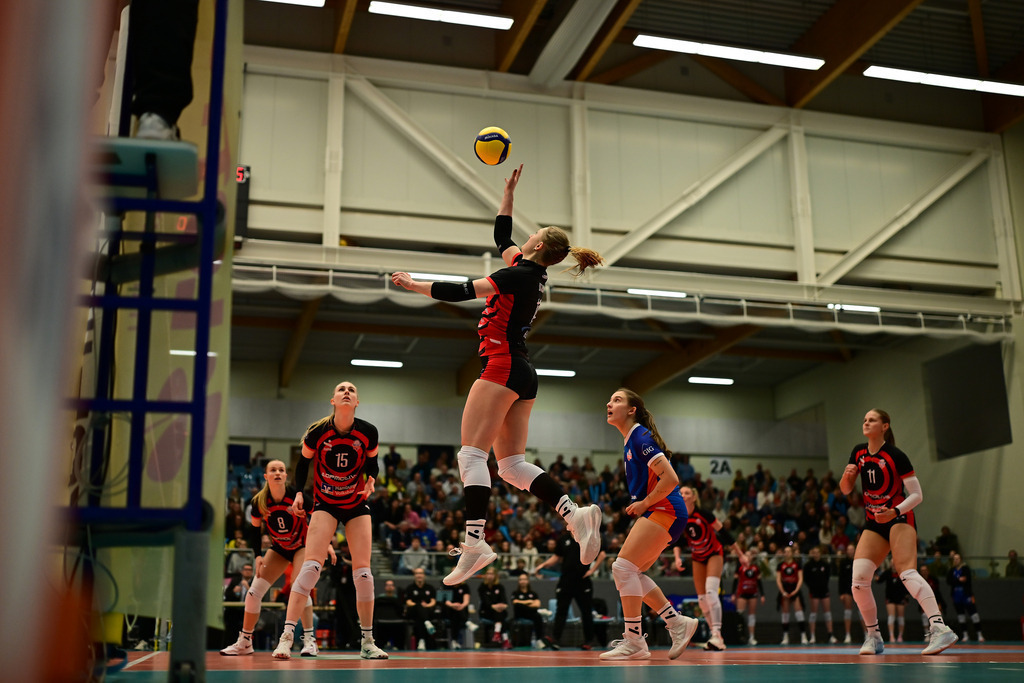 Volleyball I Frauen I Saison 2025-2026 I Bundesliga I 12. Spieltag I ETV Hamburger Volksbank Volleys - SSC Palmberg Schwerin | Der Sportfotograf. - Realisiert mit Pictrs.com