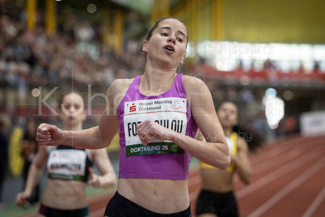 Indoor Meeting Dortmund, 08.02.2026 | DORTMUND, GERMANY - FEBRUARY 8: Olivia Fotopoulou (Zypern) during 200m finish of the Indoor Meeting Dortmund at the Helmut-Koernig-Halle on February 8, 2026 in Dortmund, Germany. (Photo by Axel Kohring/Beautiful Sports Int.)