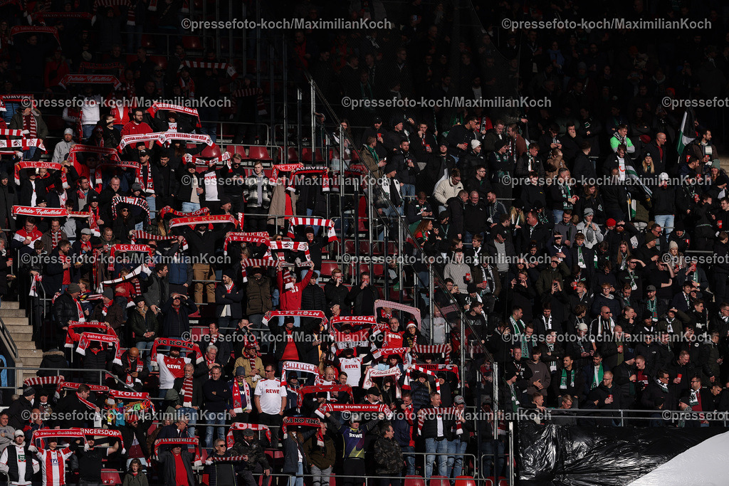 1FC30112402082 | 30.11.2024, Fußball, 1. FC Köln - Hannover 96, 2. Fußball Bundesliga, RheinEnergieSTADION, Saison 2024 2025: Schalparade der FC-Fans neben den Hannover FansDFB regulations prohibit any use of photographs as image sequences and or quasi-video.