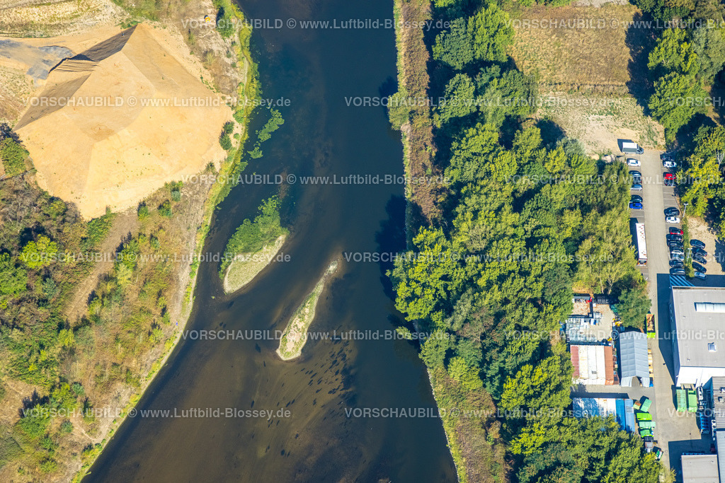 Wesel220806179 | Luftbild, Lippemündungsraum, Naturschutzgebiet Lippemündung, Flusslauf, Sandbänke, Delta, Insel, Wesel, Ruhrgebiet, Nordrhein-Westfalen, Deutschland