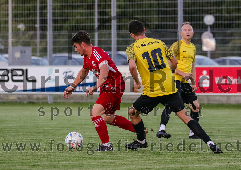 2023-09-07_032_FC_Finsing_gegen_FC_Moosinning_II | Finsing, Deutschland, 07.09.2023:
Fußball, Kreisliga 2023 / 2024, 8. Spieltag, FC Finsing gegen FC Moosinning II, Endergebnis: 3:0

Leonhard Hölzl (FC Finsing, #5), Benedikt Thumbs (FC Moosinning, #10)

Foto: Christian Riedel / fotografie-riedel.net