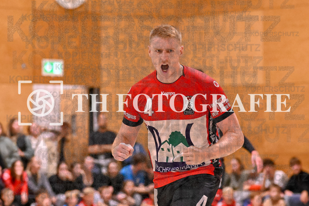 GER, SG Maulburg/Steinen - HSG Dreiland, Handball, Landesliga Suedbaden, 4. Spieltag, Saison 2024/2025, 12.10.2024 | Jannick Eichin (SG Maulburg/Steinen, #04) mit Emotion.GER, SG Maulburg/Steinen - HSG Dreiland, Handball, Landesliga Suedbaden, 4. Spieltag, Saison 2024/2025, 12.10.2024Foto: TH Fotografie/Thomas Hess