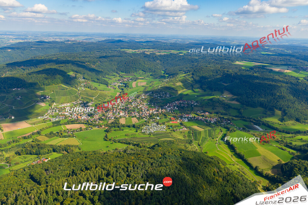Luftaufnahme  Untersteinbach  Pfedelbach Das Luftbild wurde 2025 vom UL-Flugzeug heraus erstellt ( keine Drohne ) - Hochauflösende Luftaufnahme -Nicht vergleichbar mit Google Maps oder Satelittenbilder- Die Geschenkidee !Mit Lizenz und Bildrechte bestellbar