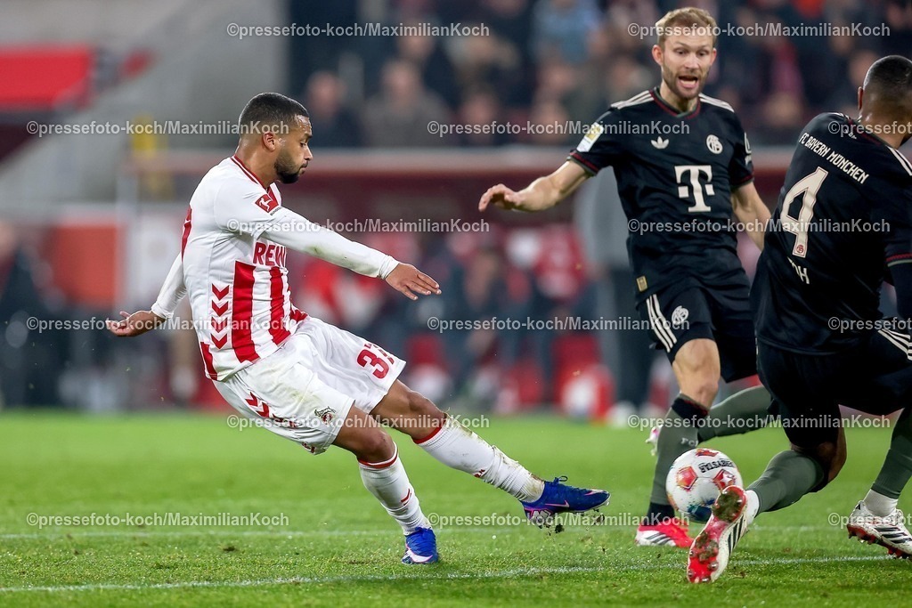1FC14012601026 | 14.01.2026, Fußball, 1. FC Köln - FC Bayern München, 1. Fußball Bundesliga, 17. Spieltag, RheinEnergie-STADION, Saison 2025 2026: Torschuss Tor zum 1:0 durch Torschütze Linton Maina (1FC Koeln #37)    DFB regulations prohibit any use of photographs as image sequences and or quasi-video.