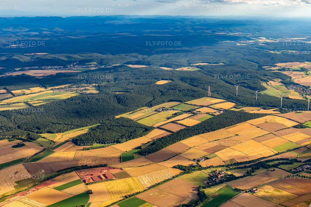 Luftbild: Windpark in Göllheim im Bundesland Rheinland-Pfalz in Deutschland. Foto: IMG_142207.jpg vom 07.07.2024 durch Werner Riehm/FLY-FOTO.de
