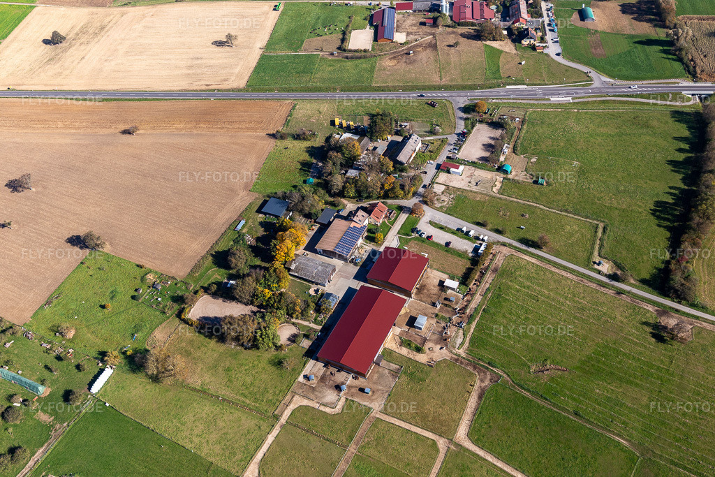 Luftbild: Martinshof-Karlsbad, Begegnungshof im Steinig im Ortsteil Langensteinbach in Karlsbad im Bundesland Baden-Württemberg in Deutschland. Foto: IMG_129902.jpg vom 24.10.2021 durch Werner Riehm/FLY-FOTO.deAuflösung des Originals: 5472 x 3648 px