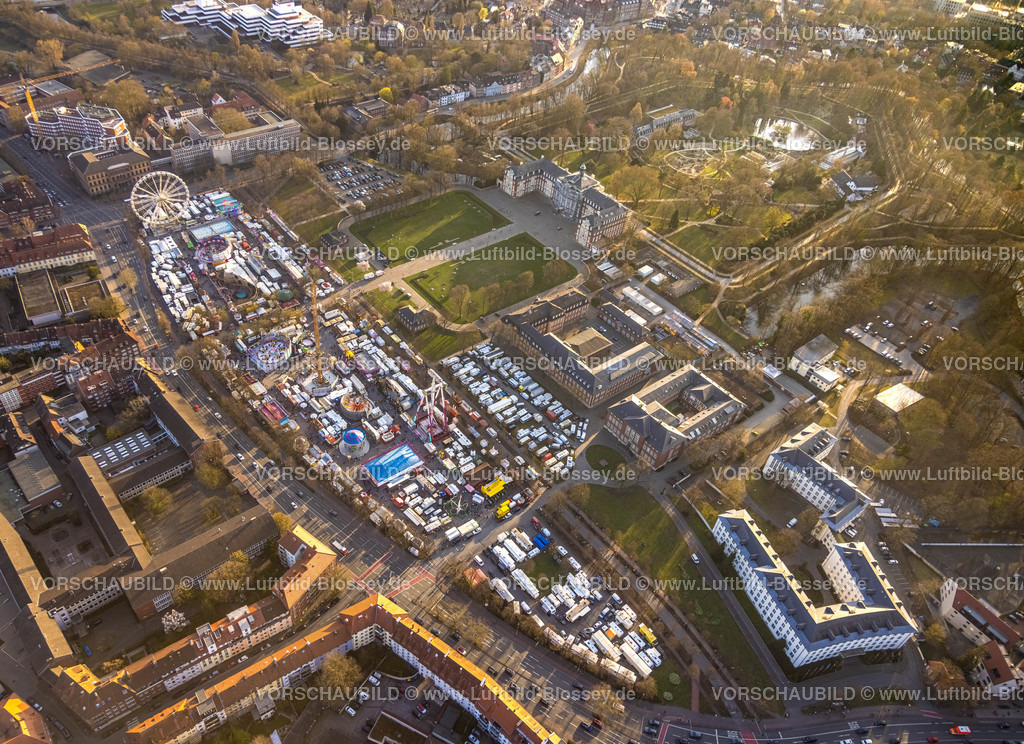 Muenster220304169 | Luftbild, Send - Volksfest, Festplatz auf dem Schlossplatz am Münsteraner Schloss, Münster, Münsterland, Nordrhein-Westfalen, Deutschland