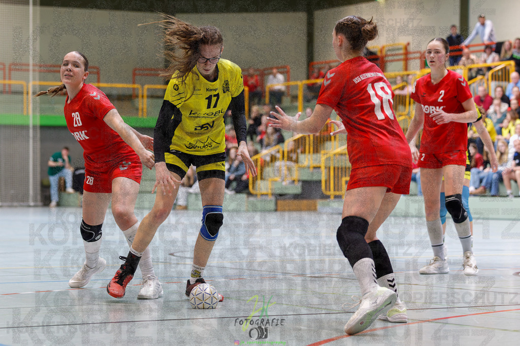 Hessenmeisterschaft wJC - Finale; HSG Kleenheim - HSG Weiterstadt/ Braunsh.Worf. | Hessenmeisterschaft wJC - Finale; HSG Kleenheim - HSG Weiterstadt/ Braunsh.Worf. am 22.03.2025 in Biedenkopf (Sporthalle Lahntalschule)Photo © 2025 - Jörg Heinrich - Realisiert mit Pictrs.com