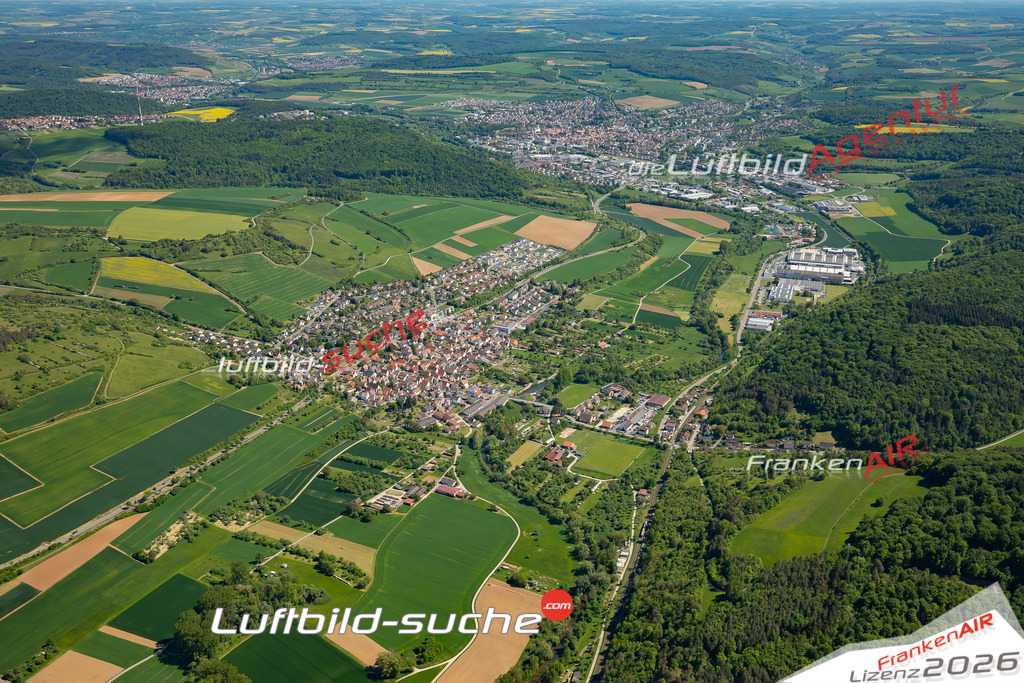 Schrägluftbild  Edelfingen  Bad Mergentheim - Das Luftbild wurde 2025 vom UL-Flugzeug heraus erstellt ( keine Drohne ) - Hochauflösende Luftaufnahme -Nicht vergleichbar mit Google Maps oder Satelittenbilder- Die Geschenkidee !Mit Lizenz und Bildrechte bestellbar