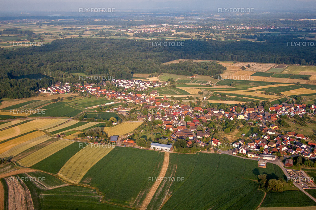 Dorfansicht | Luftbild: Dorfansicht im Ortsteil Hesselhurst in Willstätt im Bundesland Baden-Württemberg in Deutschland. Foto: IMG_68064.jpg vom 19.06.2014 durch Werner Riehm/FLY-FOTO.de - Realisiert mit Pictrs.com