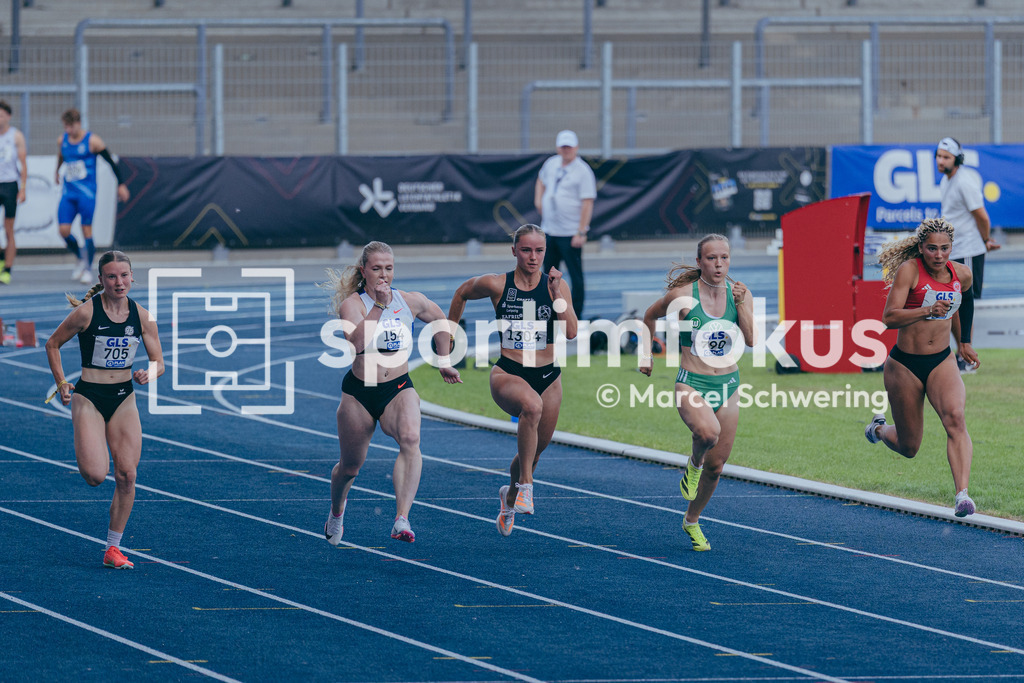 DM U23 U18 Bochum 2026 | Joelina Sophie Miltschus (SC DHfK Leipzig), Startnummer 1304, Nele Jaworski (VfL Wolfsburg), Startnummer 790, 100-Meter-Lauf, Halbfinale wU23, Deutsche Meisterschaften der U18 &amp; U23 2026, Lohrheidestadion Bochum-Wattenscheid, 04.07.2026 Foto: Marcel Schwering / sportimfokus - Realisiert mit Pictrs.com