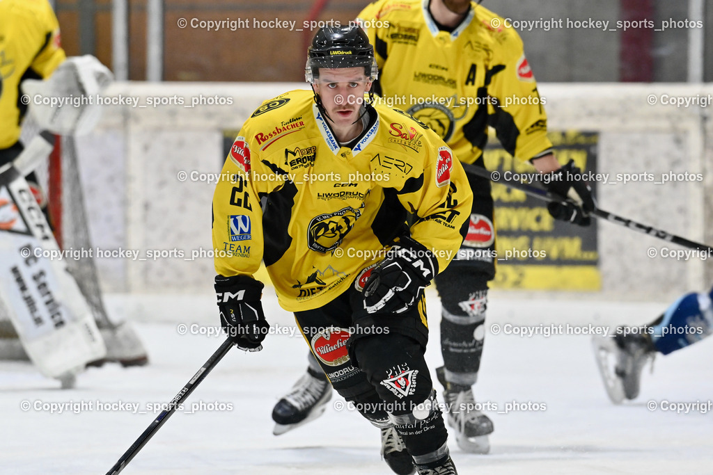 EC Hornets Spittal vs. ESC Steindorf 23.2.2024 | #22 Thaler Tim EC Hornets Spittal, EC Hornets Spittal vs. ESC Steindorf 23.2.2024, EC Hornets Spittal vs. ESC Steindorf 23.2.2024 am 23.02.2024 in Spittal an der Drau (Eissportzentrum Spittal), Austria, (Photo by Bernd Stefan)