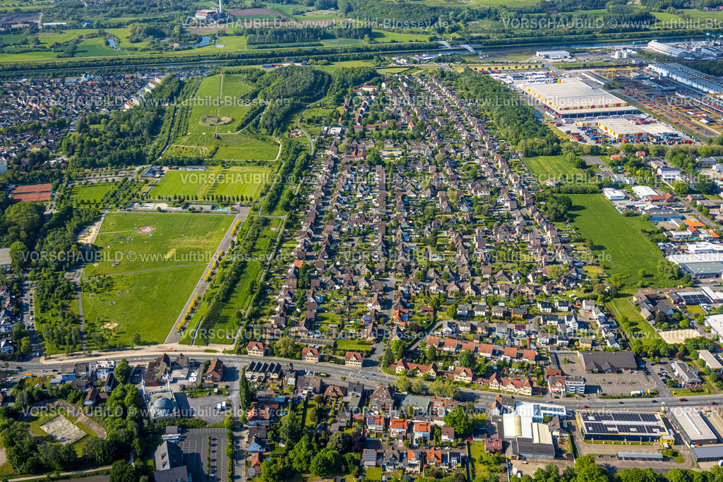 Hamm230506542 | Luftbild, Lippepark Hamm, Halde Schacht Franz, Wohnsiedlung Isenbecker Hof, zwischen Juffernbuschstraße und Albert-Funk-Straße, Stadtbezirk Herringen, Hamm, Ruhrgebiet, Nordrhein-Westfalen, Deutschland