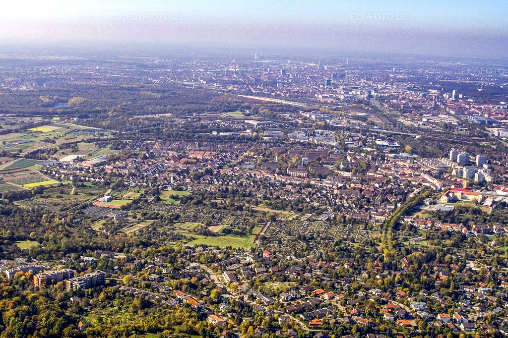 Luftbild: Durlauch Aue von Osten im Ortsteil Durlach in Karlsruhe im Bundesland Baden-Württemberg in Deutschland. Foto: IMG_8600.jpg vom 14.10.2007 durch Werner Riehm/FLY-FOTO.de